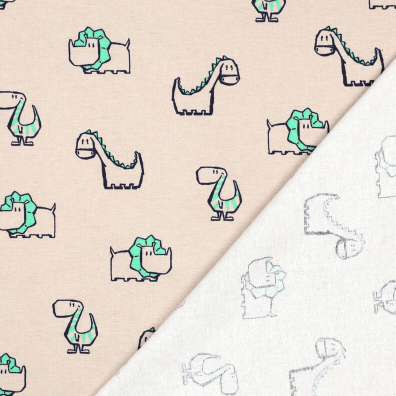 Baumwollflanell freche Dinos | Poppy Fabrics – natur/smaragdgrün, image number 4