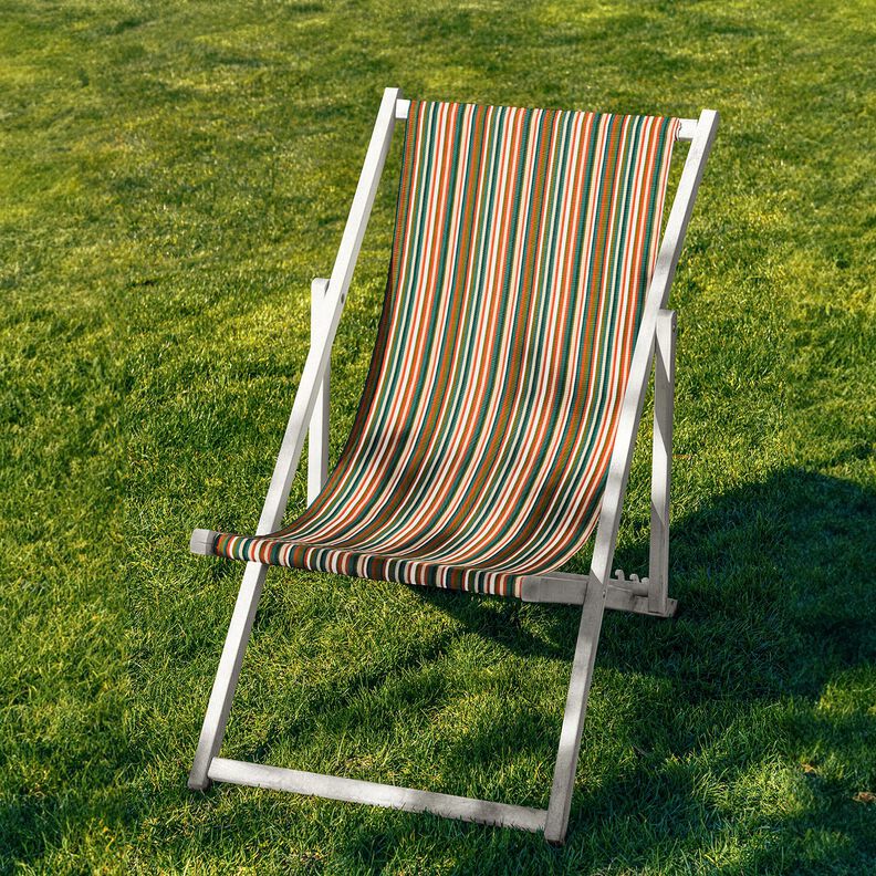 Outdoor Liegestuhlstoff Längsstreifen 44 cm – dunkelgrün/orange,  image number 4