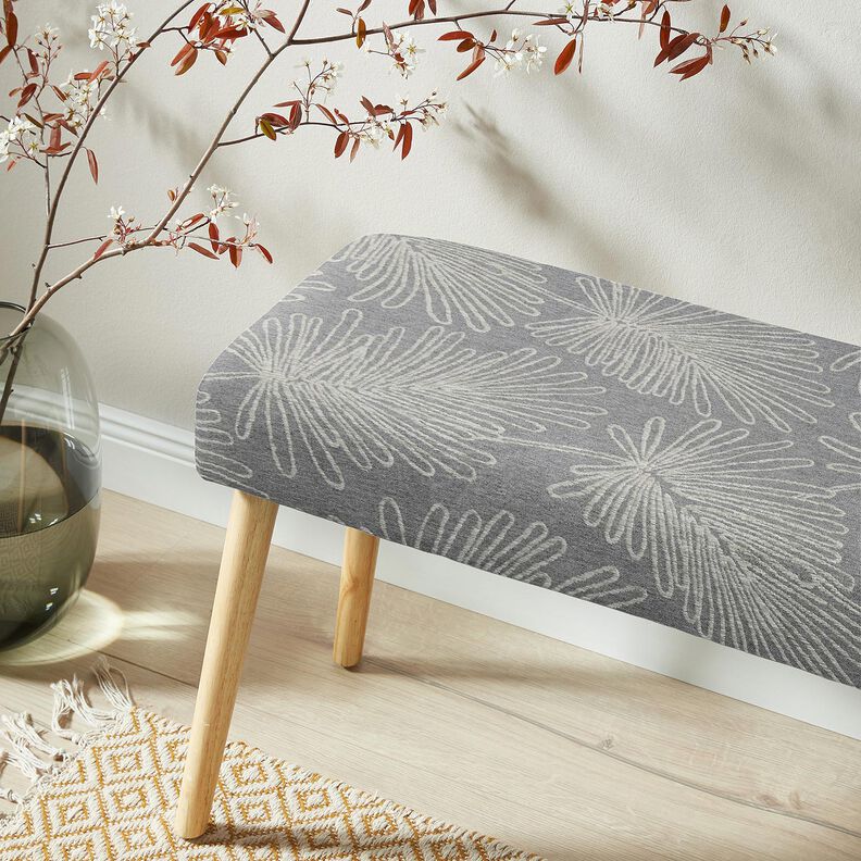 Dekostoff Jacquard Blätterkonturen – grau, image number 6