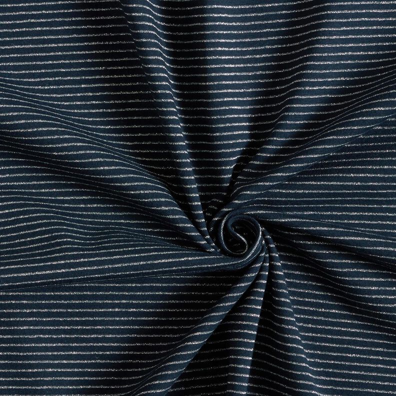 Baumwolljersey Lurex-Streifen – nachtblau/silber, image number 3