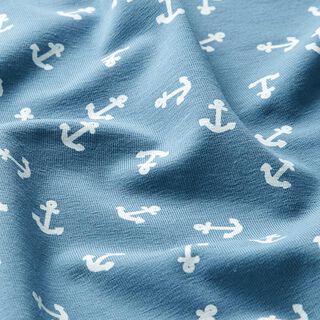 Baumwolljersey kleine Anker – hellblau/weiss, 