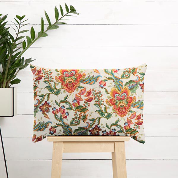 Dekostoff Canvas orientalische Blumenornamente 280 cm – natur/grün, image number 7