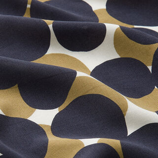 Viskosestoff Punktspiel – marineblau/dunkelbeige, 