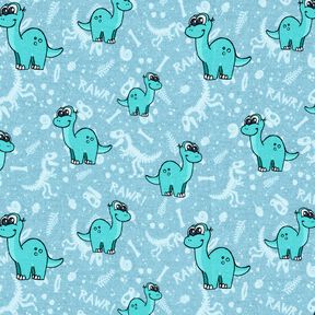 Baumwolljersey Dinosaurier und Fossilien | Glitzerpüppi – hellblau/pfefferminz, 