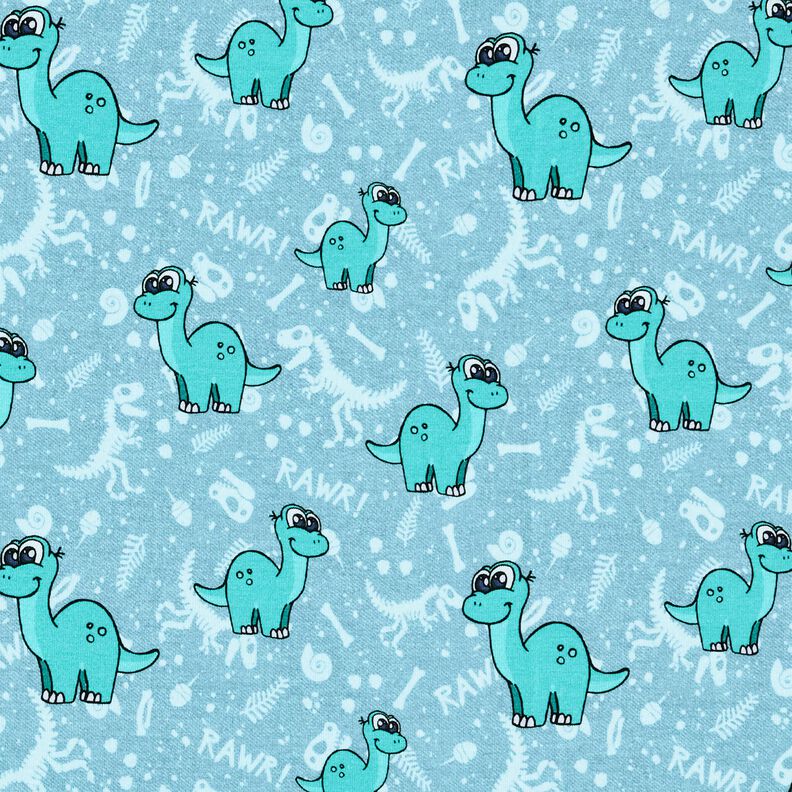 Baumwolljersey Dinosaurier und Fossilien | Glitzerpüppi – hellblau/pfefferminz,  image number 1