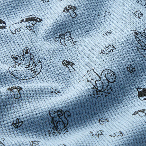 Waffeljersey Waldtiere – stahlblau/schwarz, image number 2