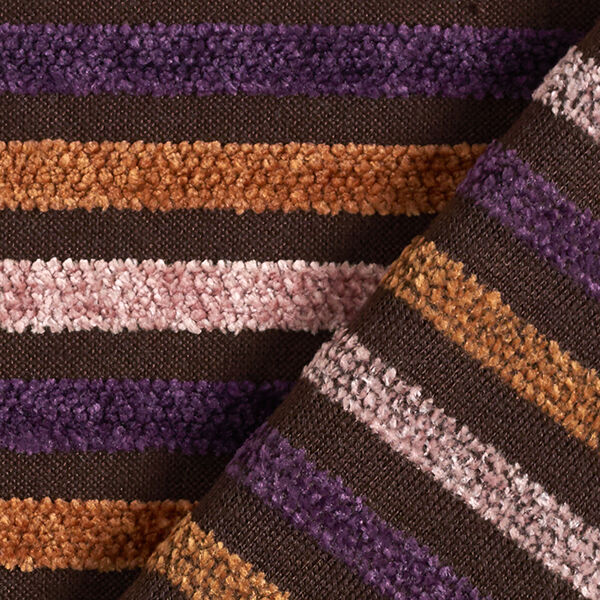 Strickstoff Chenille Streifen – braun, image number 4