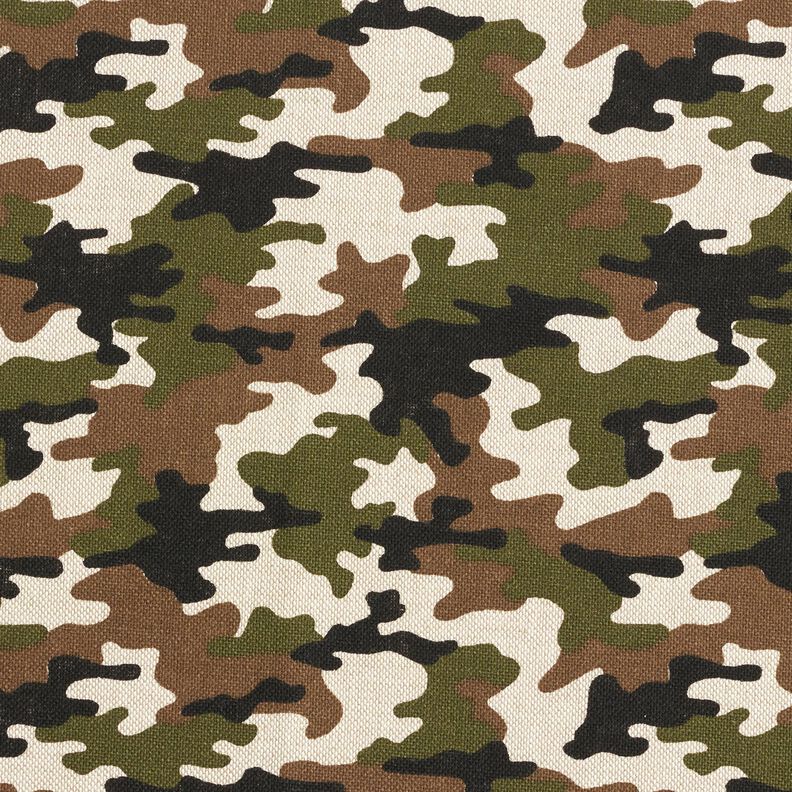 Dekostoff Halbpanama Camouflage – natur/dunkeloliv,  image number 1