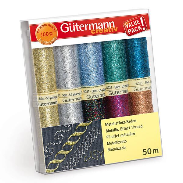 Nähfaden-Set Metalleffekt-Faden [ 50m | 10 Stück ] | Gütermann creativ – Farbmix,  image number 1