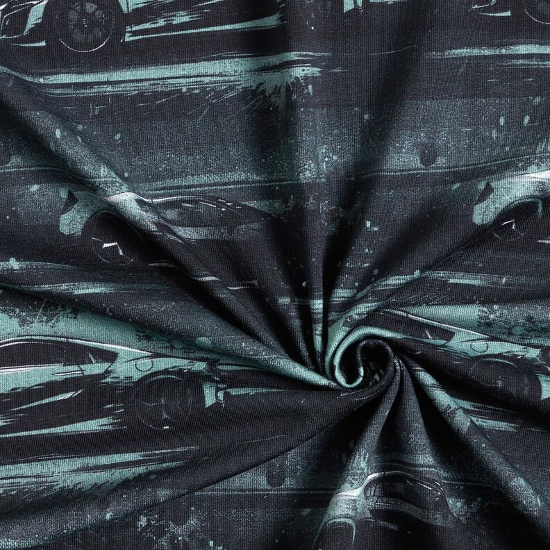 Baumwolljersey Rennauto Digitaldruck – schwarz/perlgrau,  image number 3