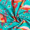 Beachwear Viskosestoff Pfauen und Blumen – aquablau/intensiv pink,  thumbnail number 3