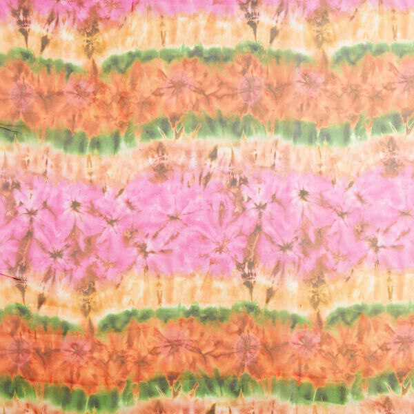 Organza Batiklook – pink/grasgrün | Reststück 50cm
