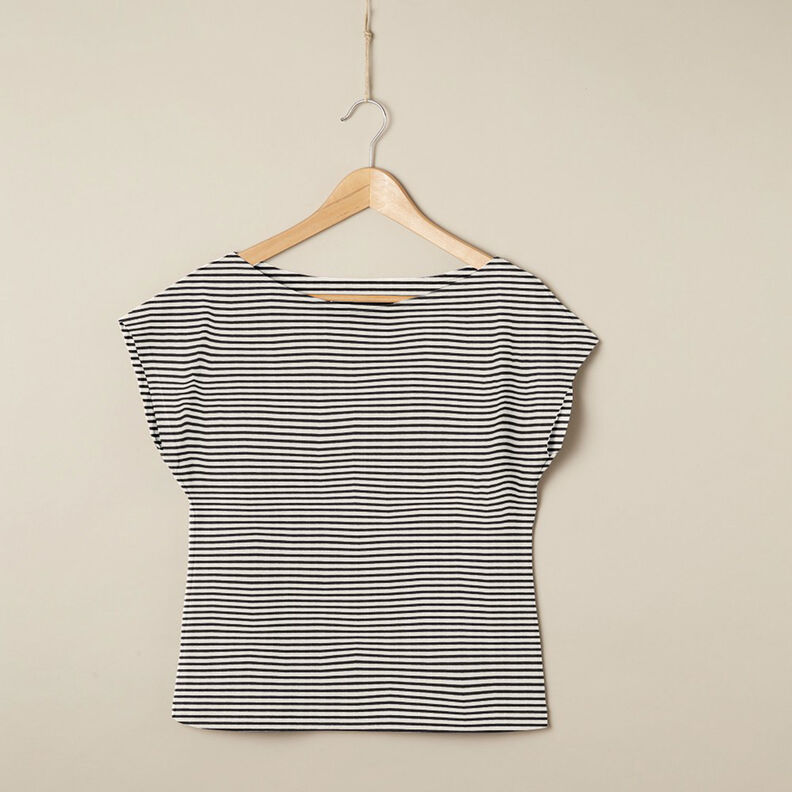 Baumwolljersey schmale Streifen – creme/schwarz,  image number 5