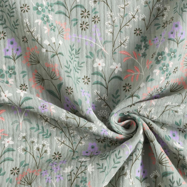 GOTS Musselin/ Doppel-Krinkel Gewebe Frühlingsblumenwiese | Poppy Fabrics – schilf,  image number 3