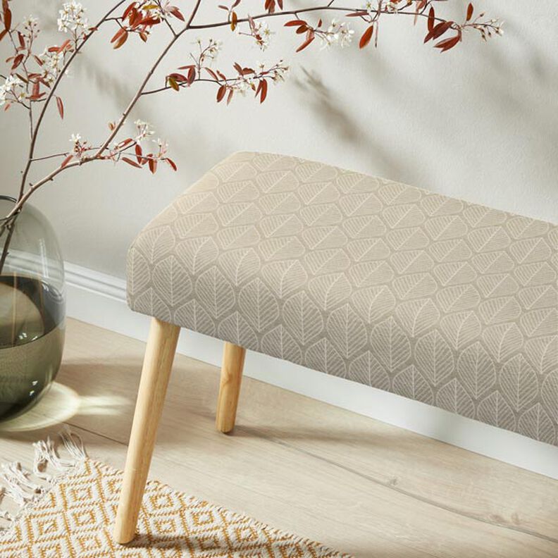 Dekostoff Jacquard Blätter – beige,  image number 8