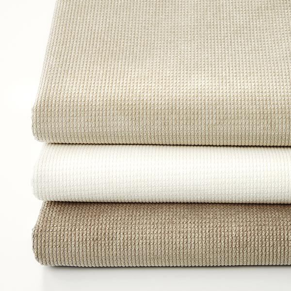 Polsterstoff Cordoptik Wellen – wollweiss | Reststück 50cm