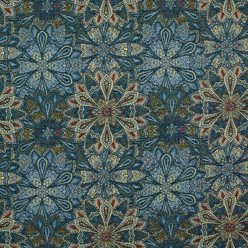 Dekostoff Gobelin Mandala Blumen – schwarz/blau,  image number 1