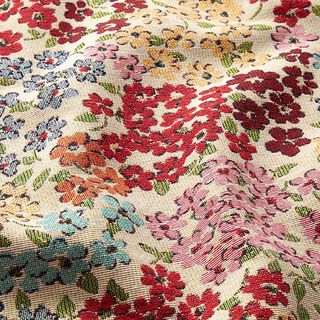 Dekostoff Gobelin Blumenpracht – hellbeige/rot, 