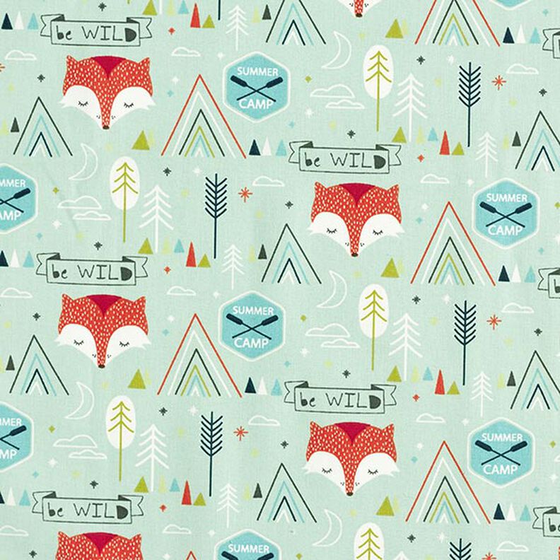 Baumwollstoff Cretonne Be Wild Fuchs – pastellgrün,  image number 1