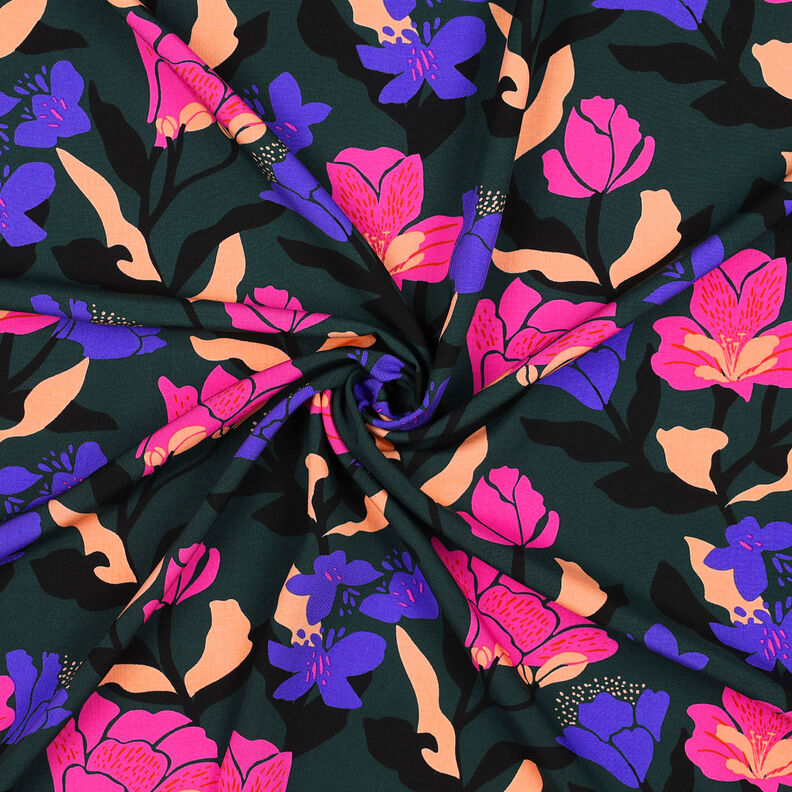 LENZING™ ECOVERO™ Viskosestoff Amira Floral | Nerida Hansen – dunkelgrün/lila,  image number 3