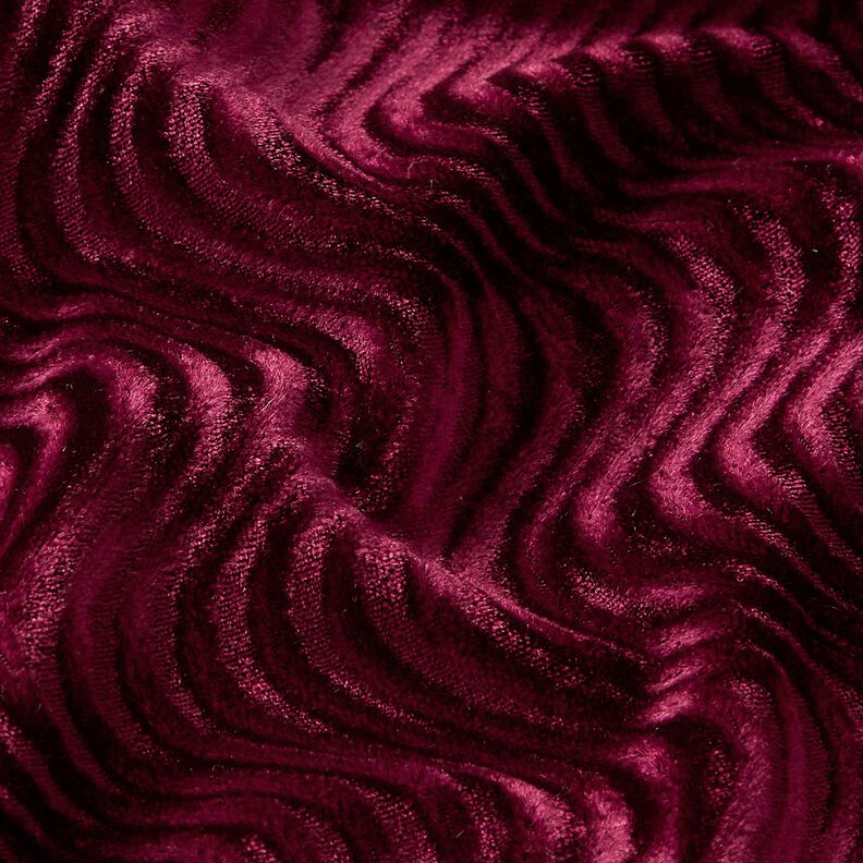Stretchsamt geprägte Wellen – bordeauxrot,  image number 2