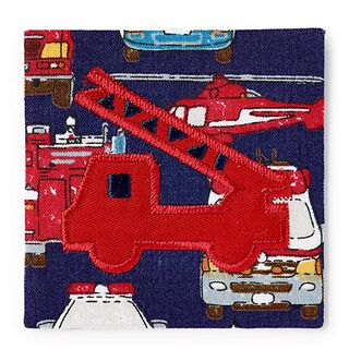Applikation  Feuerwehrauto [ 6,3 x 6,3 cm ] | Prym – signalrot/marineblau, 