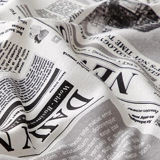 Dekostoff Ottoman News – weiss/grau, 
