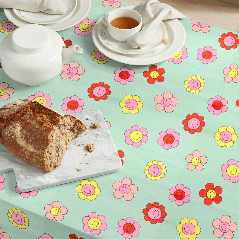 Beschichtete Baumwolle fröhliche Blumen | Poppy Fabrics – mint/zitronengelb,  image number 8