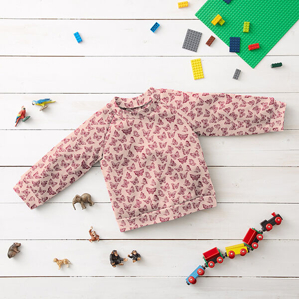 Baumwolljersey Schmetterlinge – rosa | Reststück 50cm