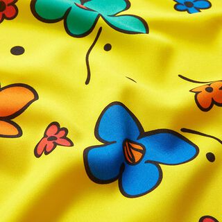 Karnevalstoff lustige Blumen – gelb, 
