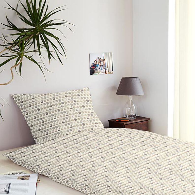 Baumwollstoff Cretonne Eulen – creme/grau,  image number 6