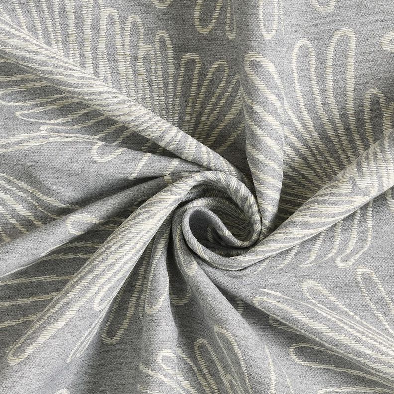 Dekostoff Jacquard Blätterkonturen – grau, image number 3