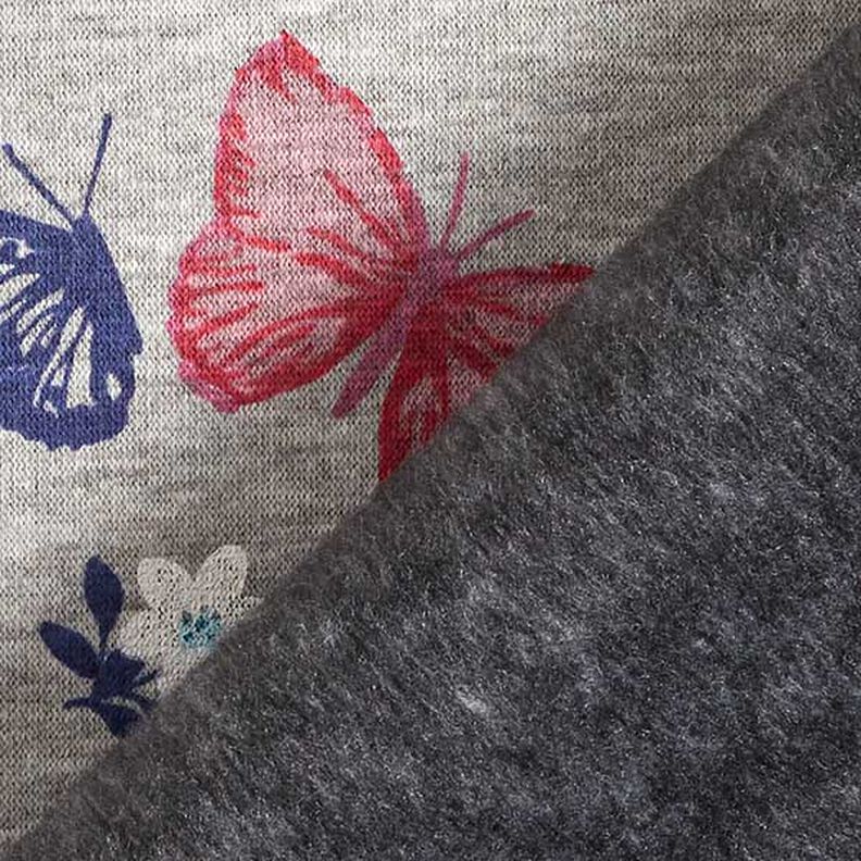 Alpenfleece Schmetterlinge und Blumen Melange – silbergrau,  image number 4