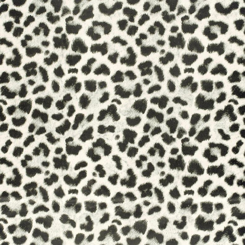 Stretchvelours Schneeleopard – elfenbein/schwarz, image number 1