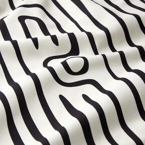 Dekostoff Halbpanama abstraktes Streifenmuster &ndash; schwarz/elfenbein, 