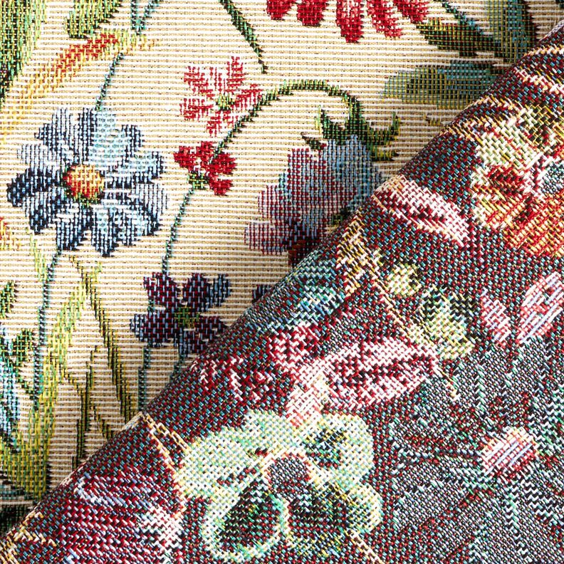 Dekostoff Gobelin fröhlicher Blumengarten – hellbeige/grün,  image number 4