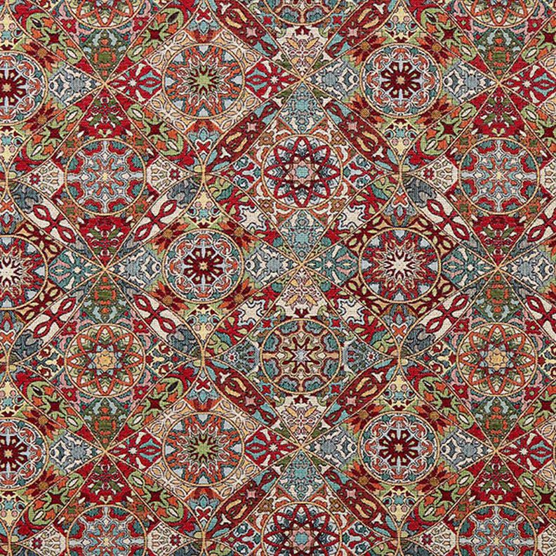 Dekostoff Gobelin verschlungene Ornamente – hellbeige/karminrot,  image number 1