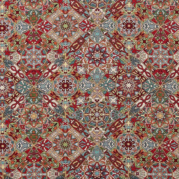Dekostoff Gobelin verschlungene Ornamente – hellbeige/karminrot