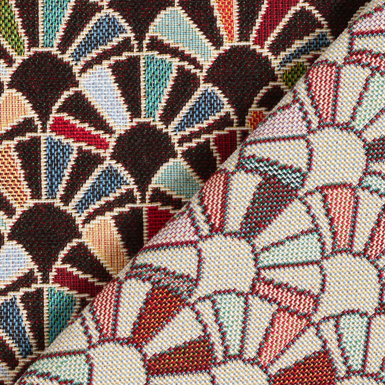 Dekostoff Gobelin Retro Fächer – schwarz/karminrot, image number 4