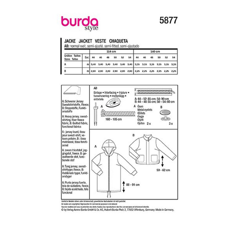 Plus-Size Jacke | Burda 5877 | 44-54,  image number 9