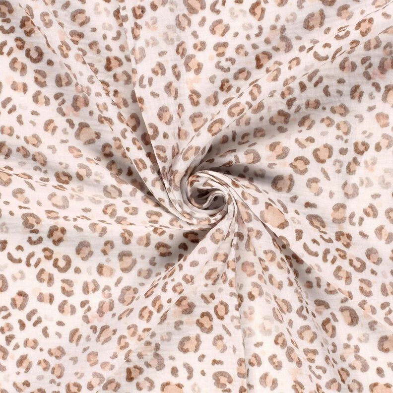 Musselin/ Doppel-Krinkel Gewebe Aquarell Leo Digitaldruck – elfenbein,  image number 3