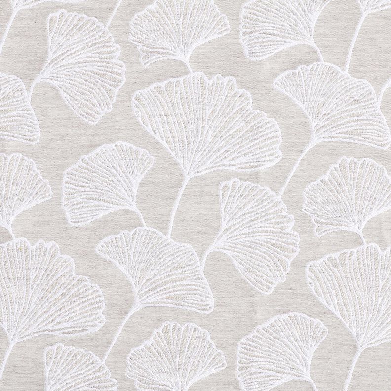 Dekostoff Jacquard gro&szlig;er Ginko &ndash; nebelgrau/elfenbein,  image number 1