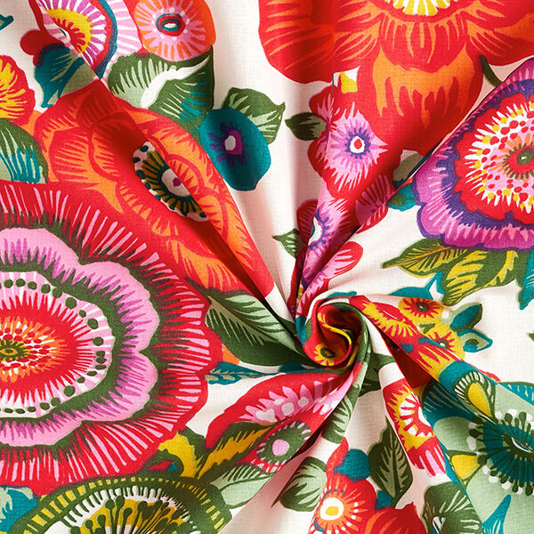 Baumwollstoff Cretonne Floral – rot