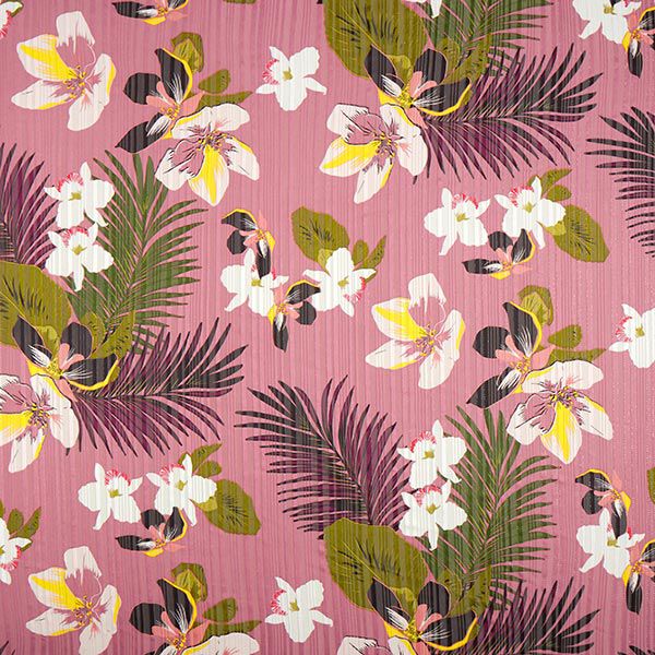 Chiffon Satin & Glanz-Streifen große Blumen – altrosa, image number 1