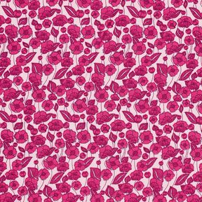 Baumwollpopeline Blumenranken – hellrosa/purpur, 