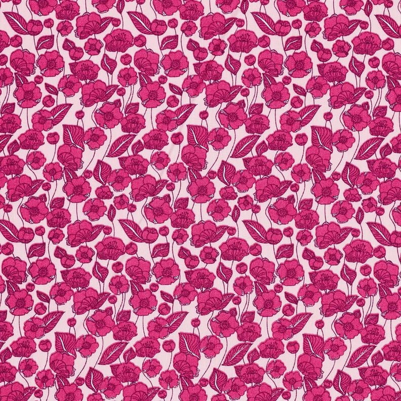 Baumwollpopeline Blumenranken – hellrosa/purpur, image number 1