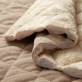Steppstoff Cord mit Fellabseite Rauten – taupe, 