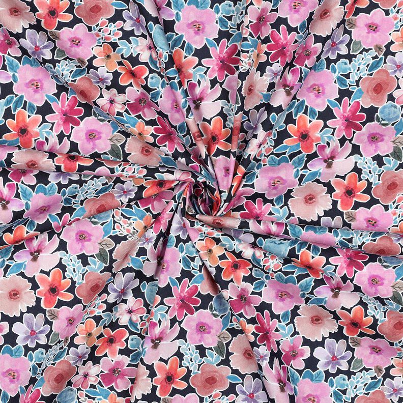 Baumwollpopeline Blumen | Poppy Fabrics – schwarzblau,  image number 3
