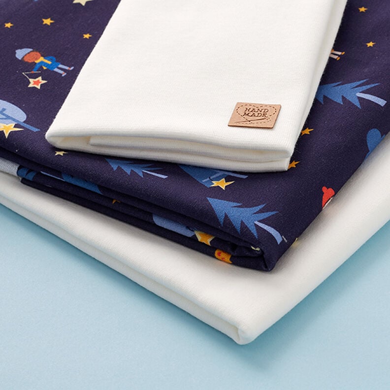 Stoffpaket French Terry Laternenlauf | PETIT CITRON &ndash; marineblau/natur,  image number 1