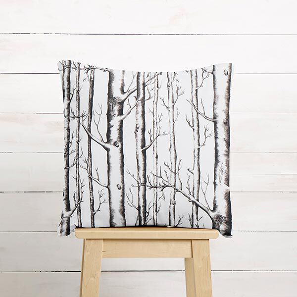Dekostoff Halbpanama Baumstämme – wollweiss | Reststück 100cm